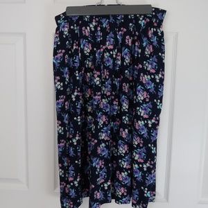 Navy, Blue, Pink, Purple Floral Midi Skirt with Po